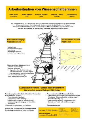 Poster der AG Arbeitssituation von Wissenschaftlerinnen